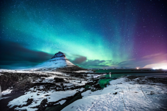 A picture of the northern lights in Iceland