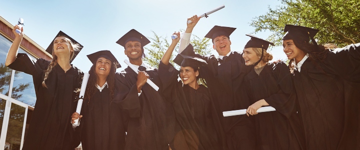 Group of grads cheering