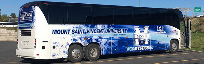 Mount Saint Vincent University athletics tour bus