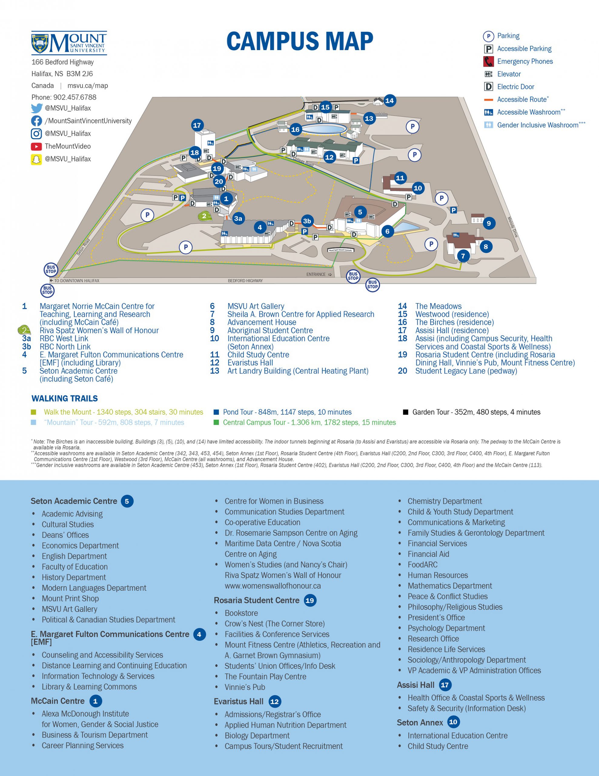 The Mount Saint Vincent University Campus Map (Accessible version available as a PDF)