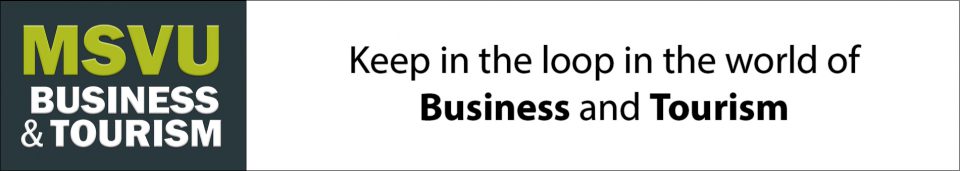 Banner with Mount Business and Tourism logo in left and words Keep in the loop in the world of Business and Tourism.