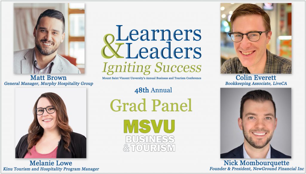 Graduate student panelists: Matt Brown, Colin Everett, Melanie Lowe and Nick Mombourquette 