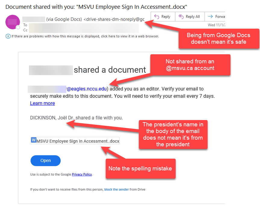 Google Docs File Sharing Phish