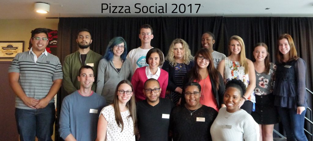 The Business and Tourism society during the pizza social in Vinnies Pub. Date 2017.