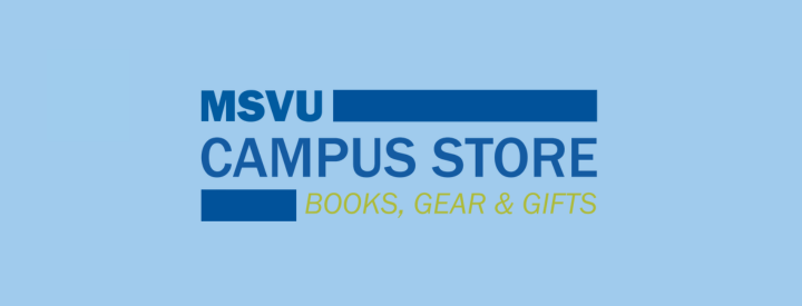 Text that says "MSVU Campus Store - Books, Gear & Gifts"