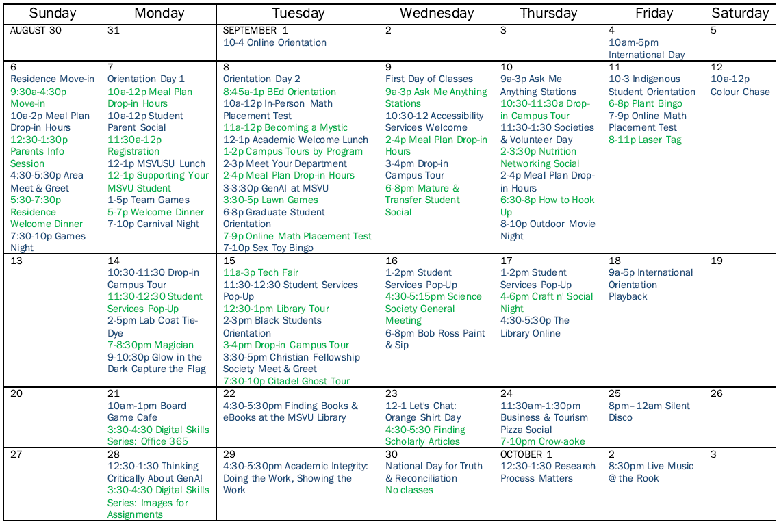 Calendar view with September 2026 events listed