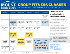 Fall Group Fitness Schedule