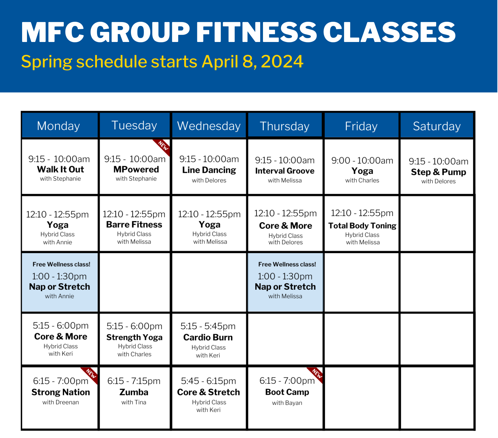 Mount Fitness- Centre spring schedule