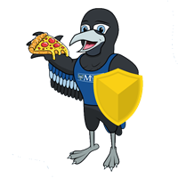 Captain Crow Eating Pizza