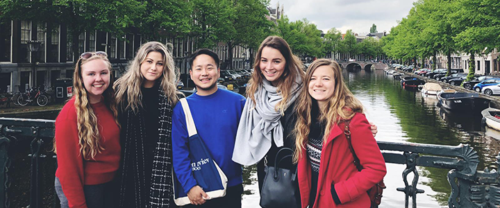 Alison Bryan in a group photo while on a student exchange program in france