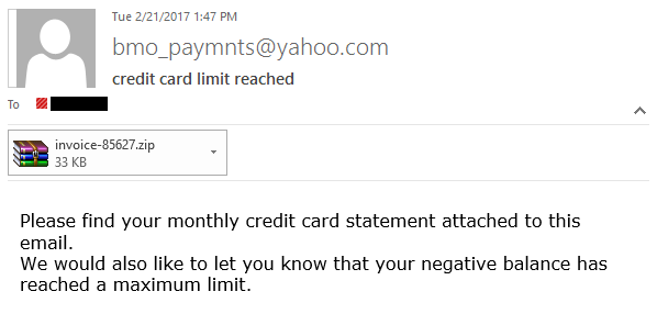 Credit Card Limit Reached Pishing Email