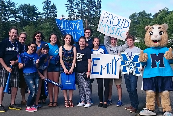 Emily Albert with her Mount welcoming crew