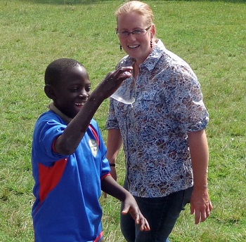 Harriet Johnson and student in Kenya