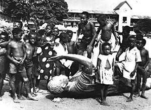 African Children posing for a greyscale photo