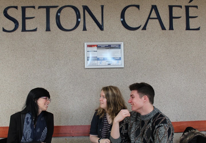 Kerry and kids in Seton Cafe - resized