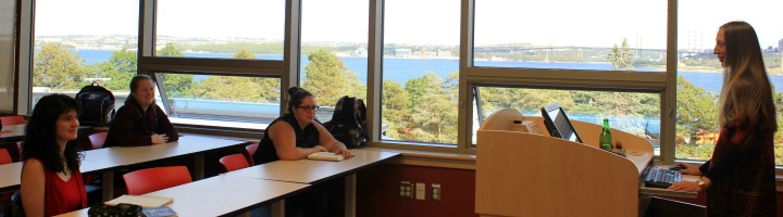 Students and instructor in a classroom in McCain centre