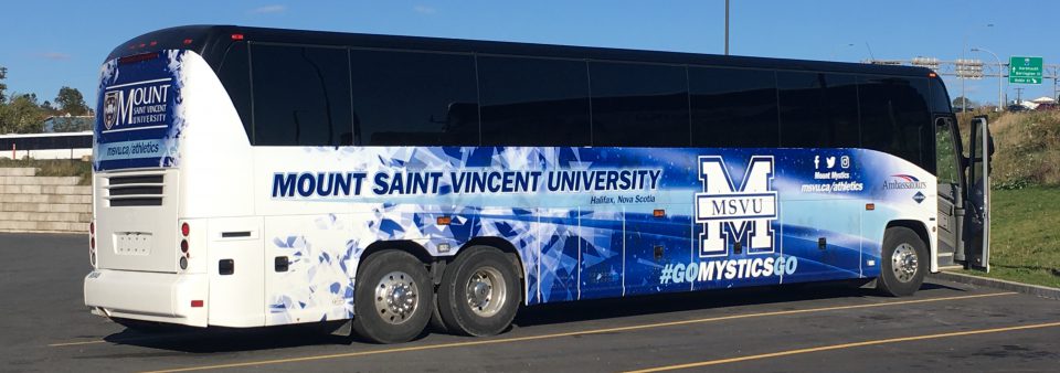 Mount Saint Vincent University athletics tour bus