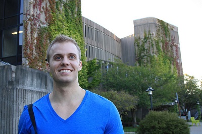 Mount student in front of Seton