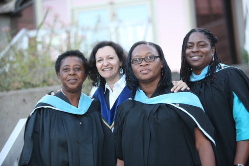 Susie with three MEd graduates, Adassa Henry, Lurline Morgan and Kaysha Jonson (2009)