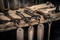 Antique keys on an antique shelf