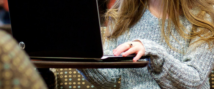 Woman using laptop