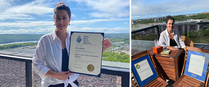 Nahal Fakhari holding awards and parchment