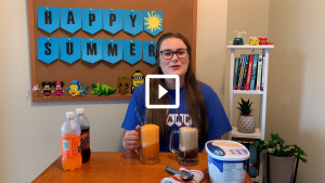 Woman making an ice cream float