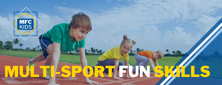 Children on a track preparing to run