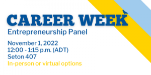 Career week tile - entrepreneurship panel details listed in caption.