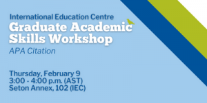Graduate Academic Skills Workshop tile: APA citation. See below for details.