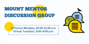Mount Mentor Discussion group details with graphic of crow on top of chat bubbles.