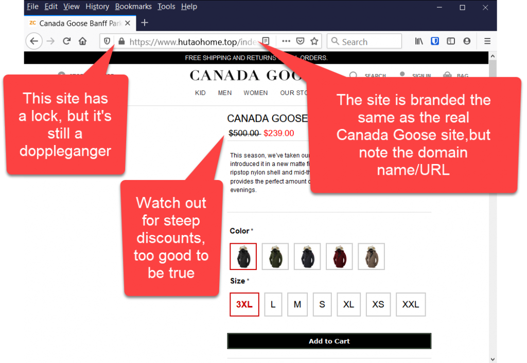 Example Canada Goose Doppleganger Site