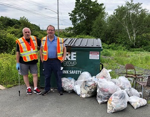 Two MSVU employees at the MSVU Earth Day 2019 Clean Up event