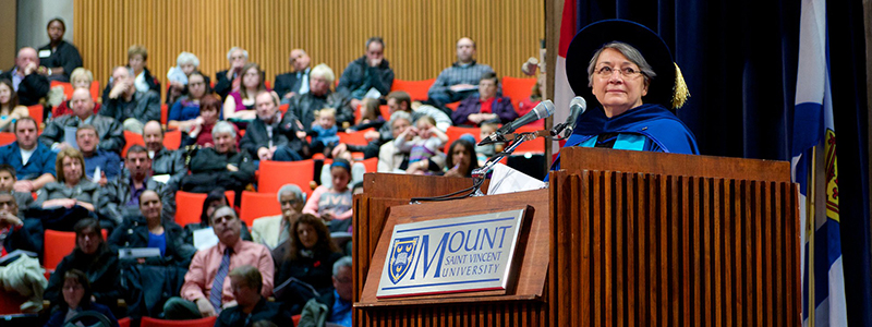 Mary Simon at podium