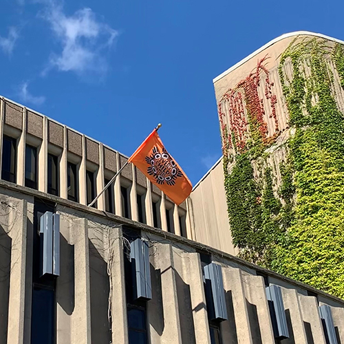 The Every Child Matters Orange flag displayed outside of the Seton Academic Centre