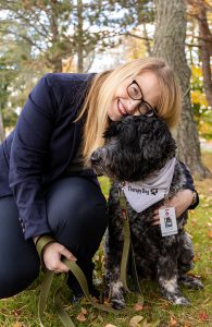 Jillian Rankin hugs her dog, Wendell