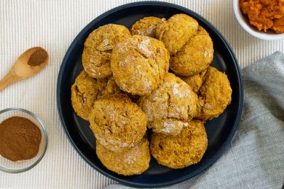 Whole wheat pumpkin biscuits on a plate