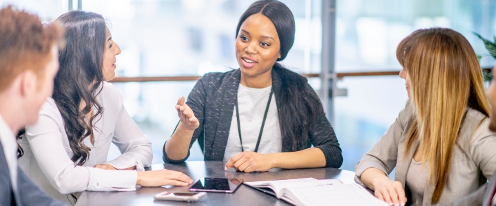 Co-op students in a meeting