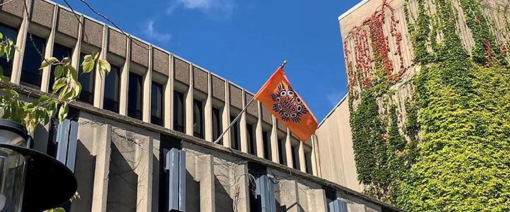 The Every Child Matters flag displayed outside of the Seton Academic Centre