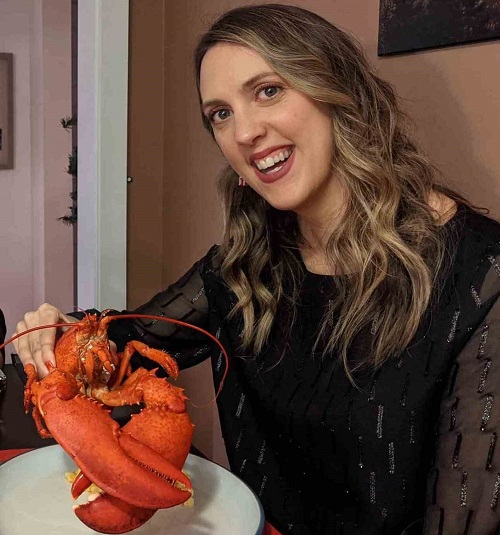 Andrea Penney holding a lobster