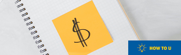 A dollar sign on a post-it note with the How to U logo in the bottom right corner