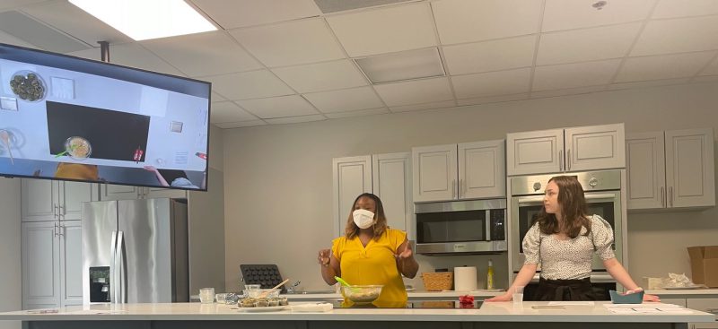 Live Food Demonstration, Department of Applied Human Nutrition Demonstration Kitchen, Mount Saint Vincent University, by Jade Farquharson (left), Chef, Breakfast and Beyond Program