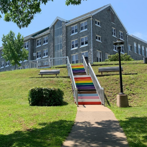 The Pride Stairs located outside Evaristus