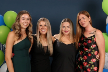 Hannah and friends at the recent CommPRom hosted by the Department of Communication Studies; Left to right: Hannah, Megan Savary (BPR'23), Sophie Blondin (BPR'22), Katherine MacNeill (BPR'22)