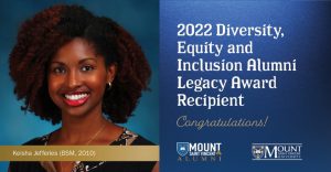 Keisha Jefferies, beside the text: 2022 Diversity, Equity and Inclusion Alumni Legacy Award Recipient. Congratulations!
