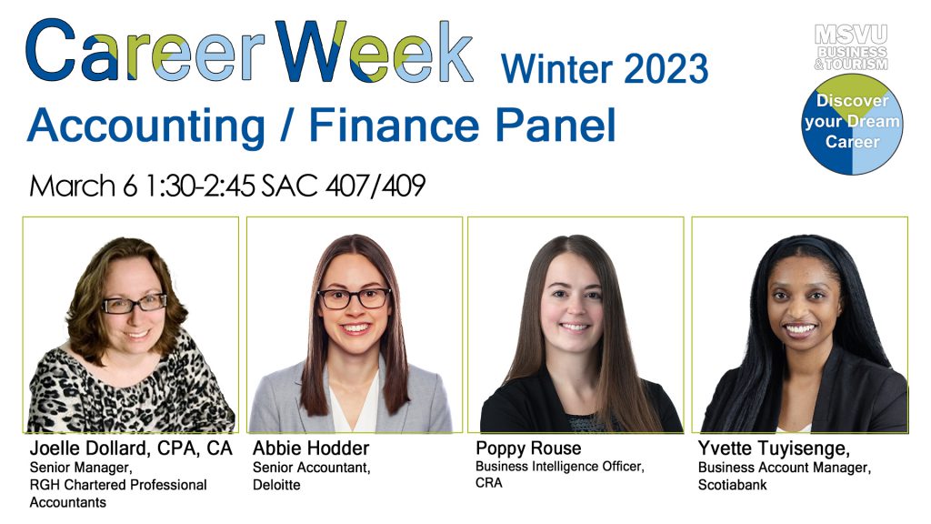 All four business and tourism career week accounting finance panelists together