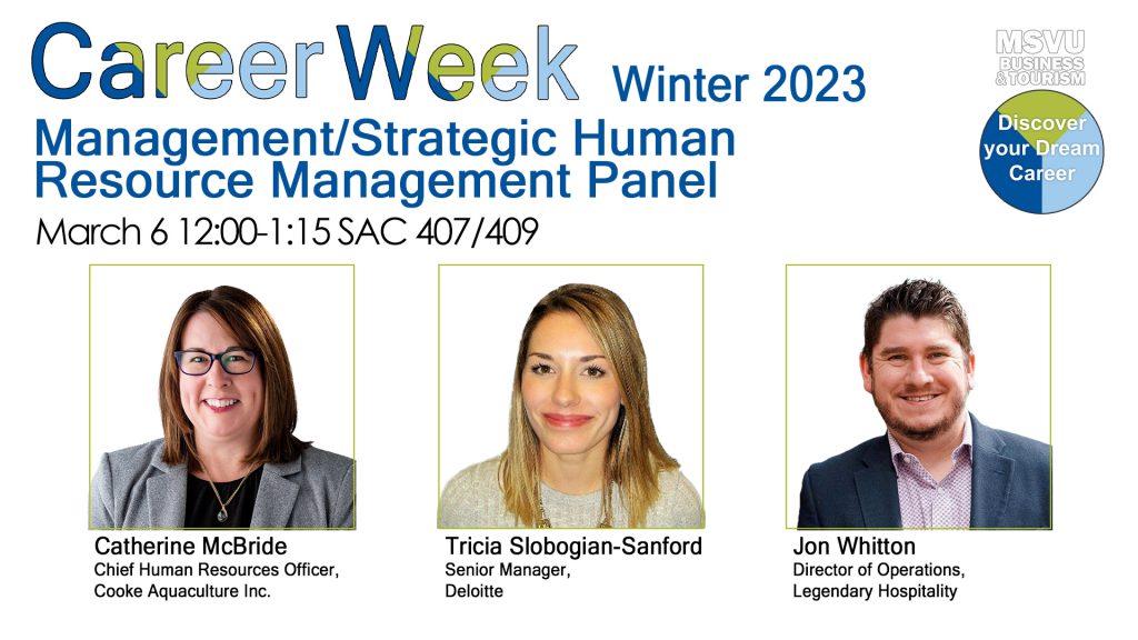 Business and Tourism career week Management Strategic Human Resource Management panelists all together.