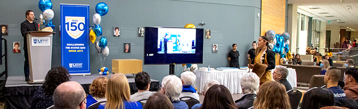 musician, poet and professor Raymond Sewell, BA’08, of Pabineau First Nation, and Mi’kmaq dancer Jesse Benjamin of Eskasoni First Nation