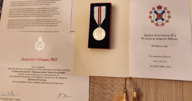 The QEII Platinum Jubilee Medal, awarded to Dr. Jacquie Gahagan
