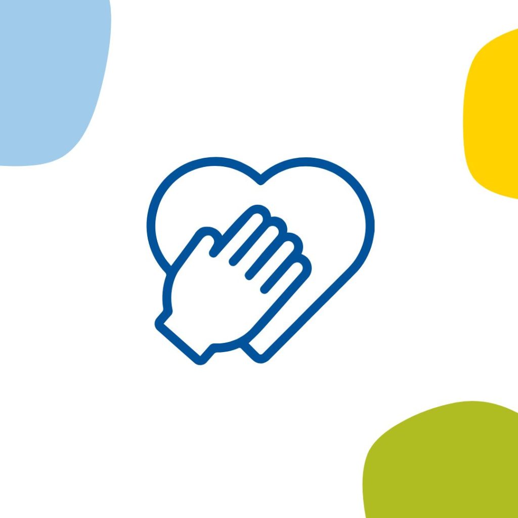 Heart and hands icon graphic